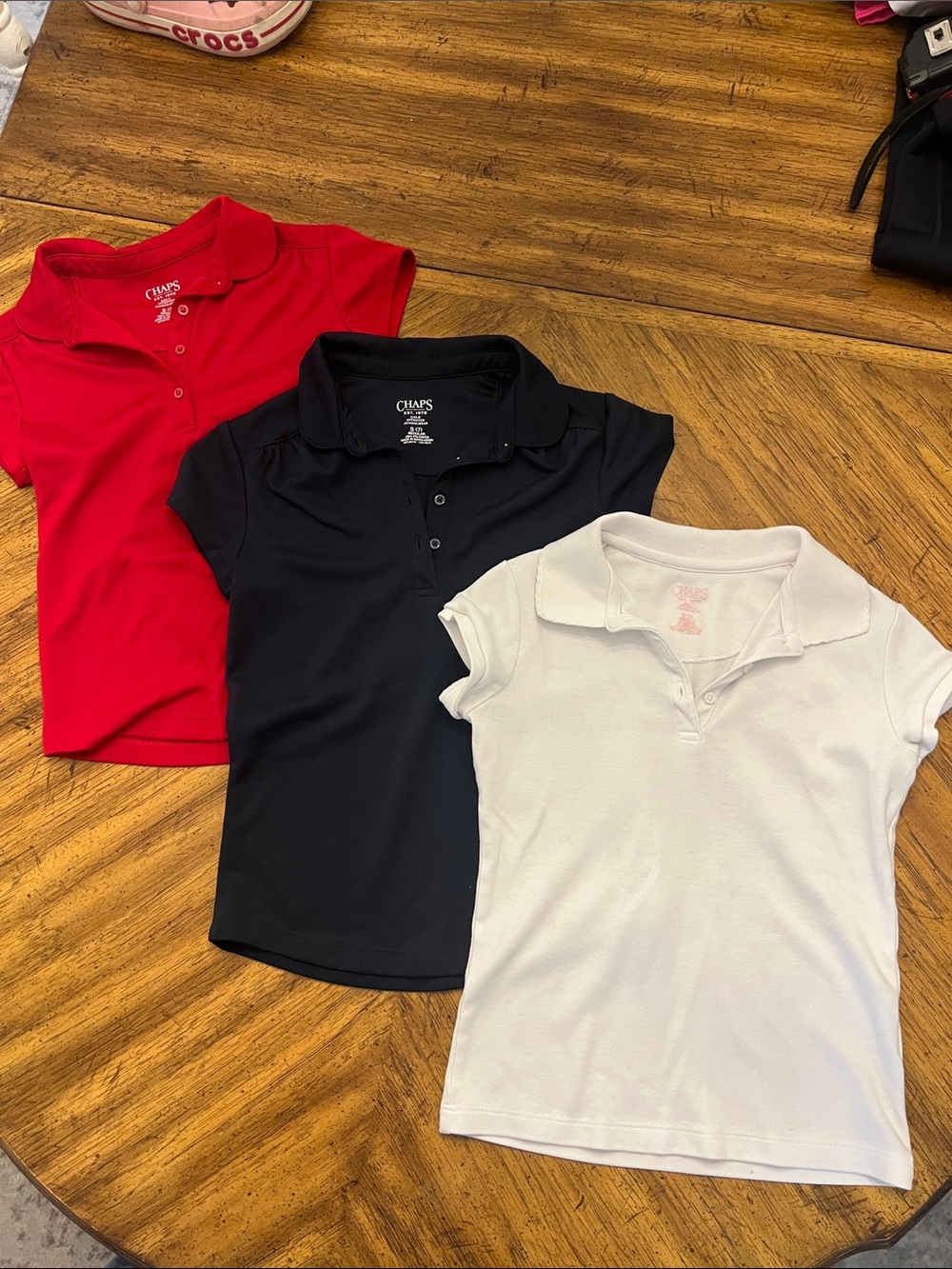 Chaps Girls Polo Shirts – Red, Navy, White Short Sleeve Set
